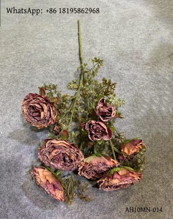 AH10MN-014 Silk Cloth Artificial Flower Rose Bunch/Bouquet