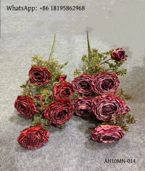 AH10MN-014 Silk Cloth Artificial Flower Rose Bunch/Bouquet