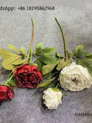 AH4MN-015 Silk Cloth Artificial Flower 2 Head Peony