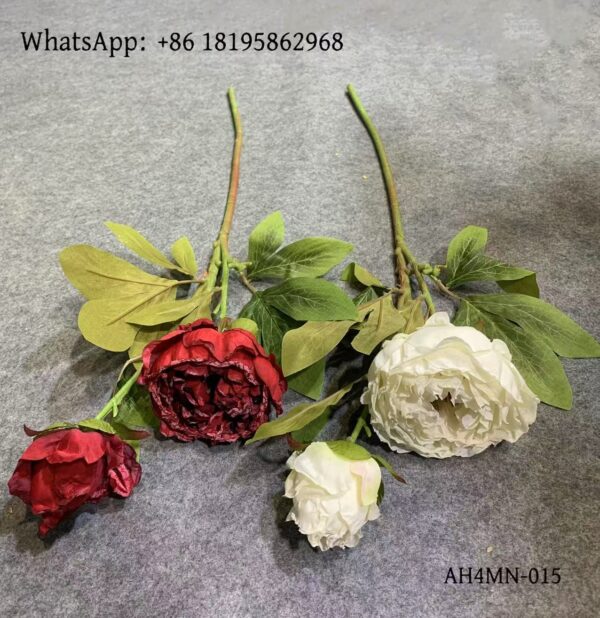 AH4MN-015 Silk Cloth Artificial Flower 2 Head Peony