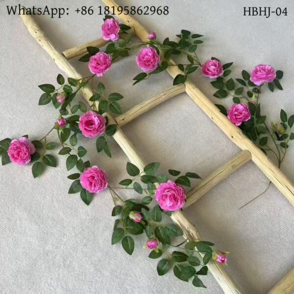 HBHJ-04 Silk Cloth Artificial Flower Rose Vine Chain
