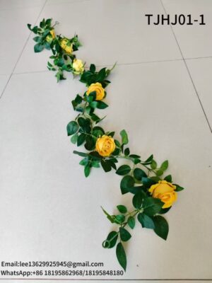 TJHJ01-1 Silk Cloth Artificial Flower Rose Vine Chain