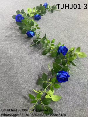 TJHJ01-3 Silk Cloth Artificial Flower Rose Vine Chain