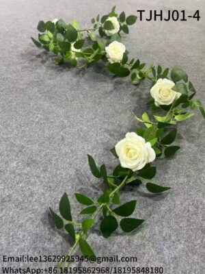 TJHJ01-4 Silk Cloth Artificial Flower Rose Vine Chain
