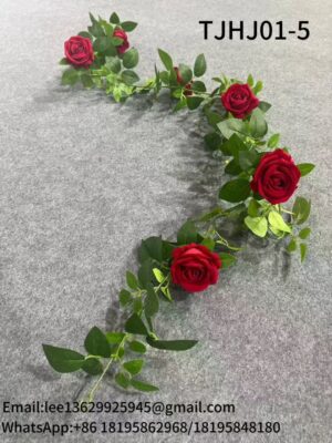 TJHJ01-5 Silk Cloth Artificial Flower Rose Vine Chain