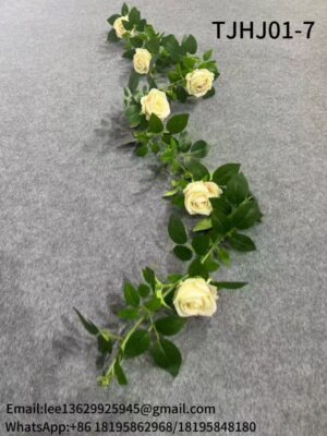 TJHJ01-7 Silk Cloth Artificial Flower Rose Vine Chain