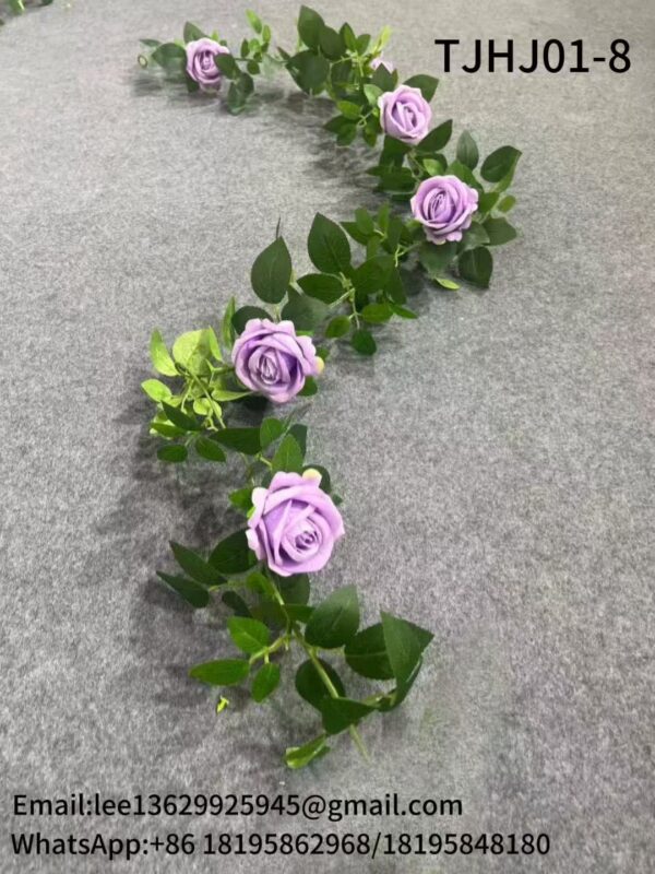 TJHJ01-8 Silk Cloth Artificial Flower Rose Vine Chain