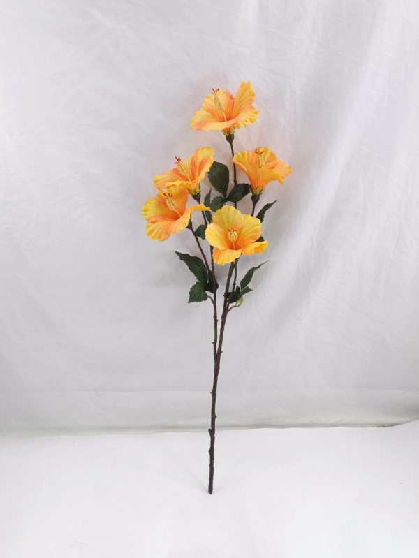 GDDG9JT-00-2 Real Touch Moisturize 5 Head Artificial Flower Hibiscus