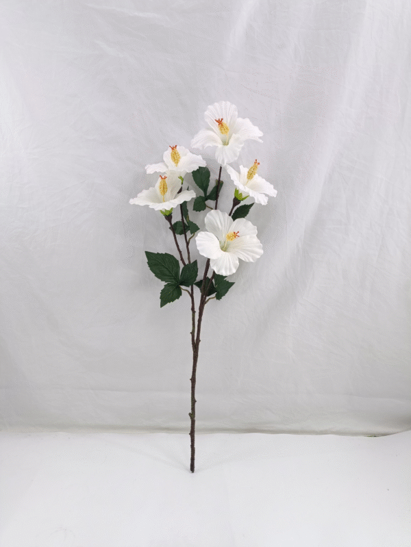 GDDG9JT-00-2 Real Touch Moisturize 5 Head Artificial Flower Hibiscus