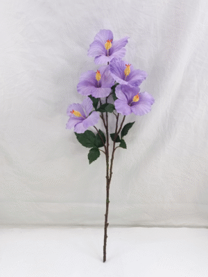 GDDG9JT-00-2 Real Touch Moisturize 5 Head Artificial Flower Hibiscus