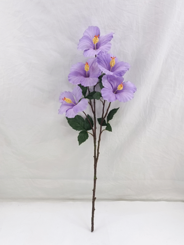 GDDG9JT-00-2 Real Touch Moisturize 5 Head Artificial Flower Hibiscus