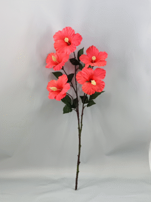 GDDG9JT-00-2 Real Touch Moisturize 5 Head Artificial Flower Hibiscus