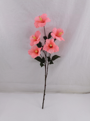 GDDG9JT-00-2 Real Touch Moisturize 5 Head Artificial Flower Hibiscus